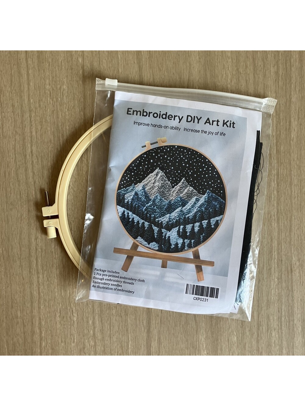 Embroidery DIY Art Kit - Mountain Night Sky Forest Outdoors Do It Yourself
